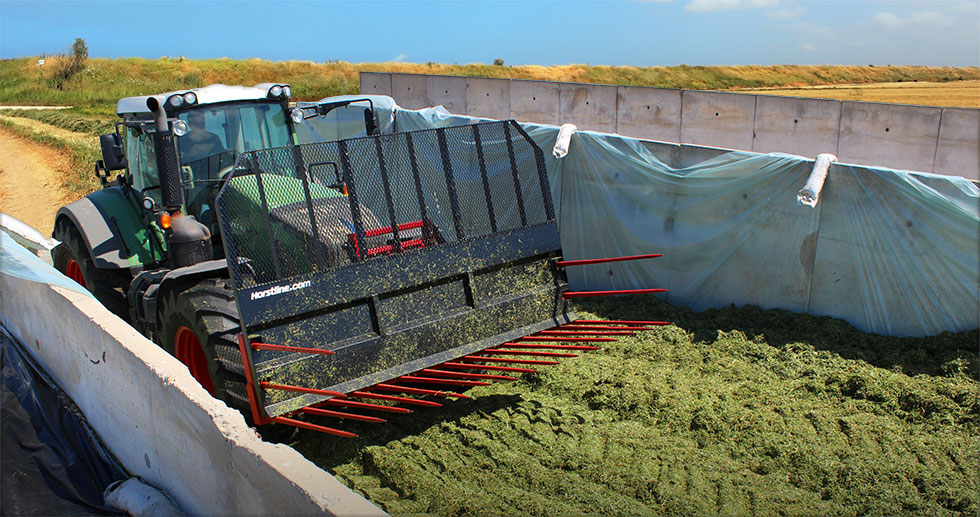 Tractor with Horstline Silage Fork in trench silo